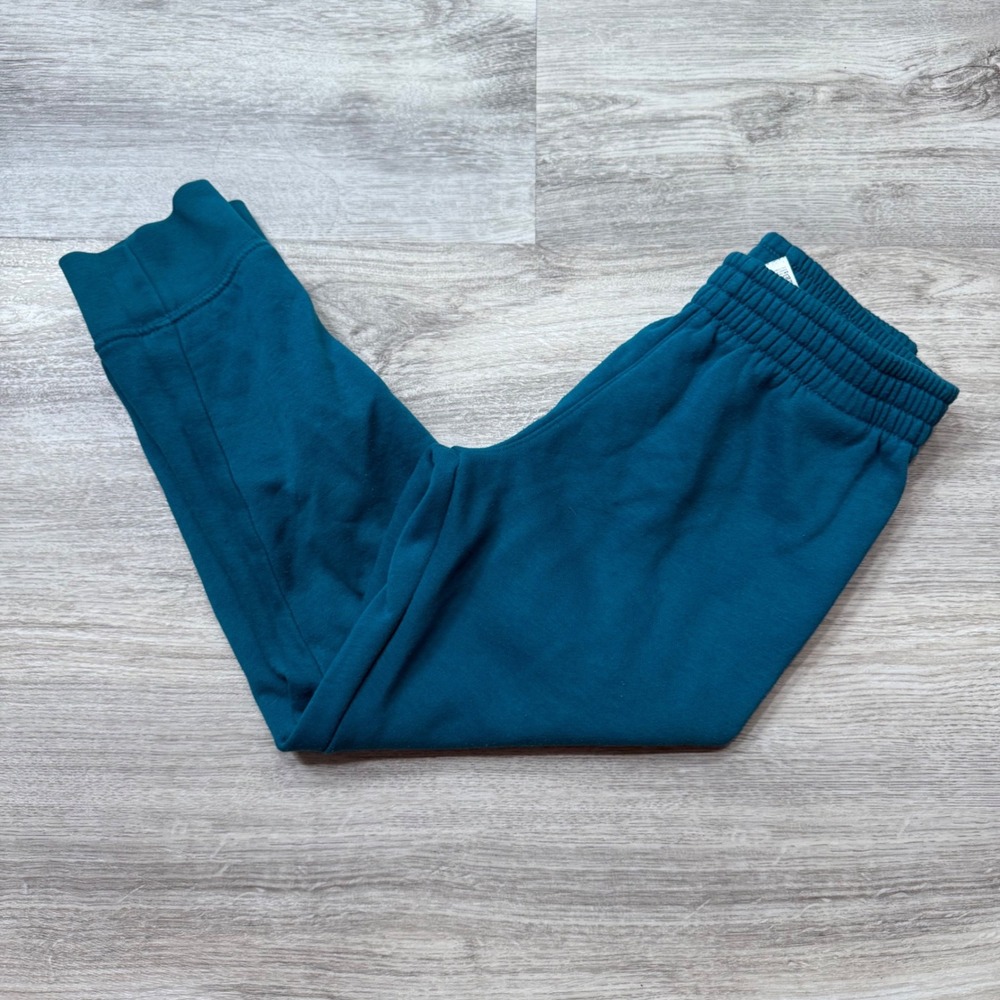 Nike Kids Teal Blue Fleece Jogger Pants Swoosh Just Do It Size 6 5-6YRS - Picture 1 of 6